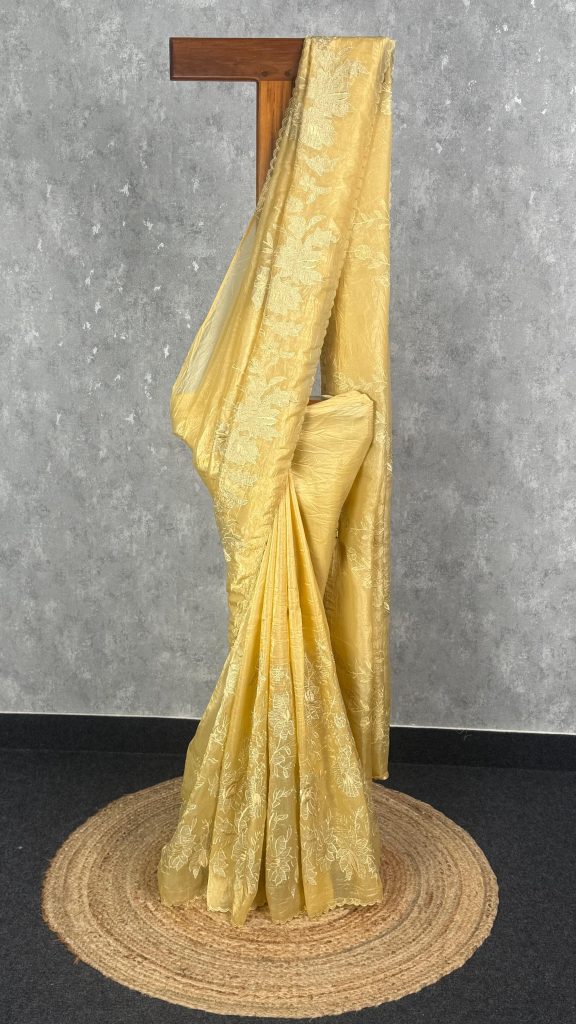 VISCOSE ORGANZA APPLIQUE SAREE