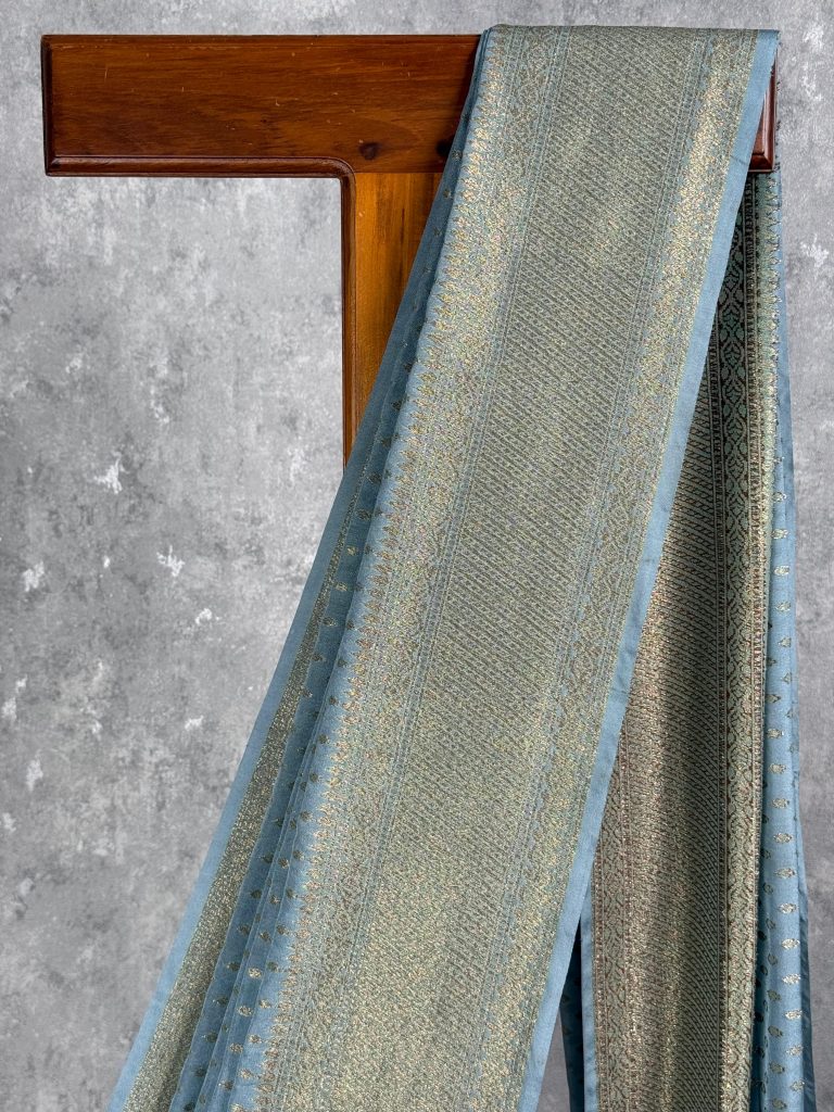 SEMI GEORGETTE ANTIQUE ZARI BANARASI SAREE - Image 2