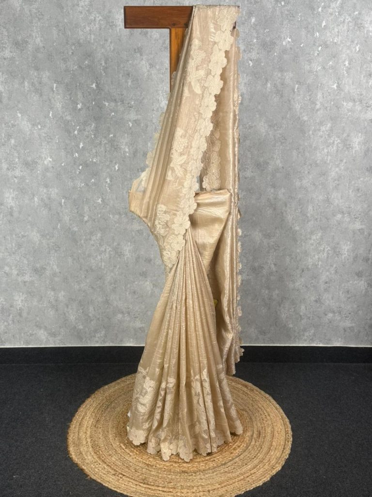 VISCOSE ORGANZA APPLIQUE SAREE