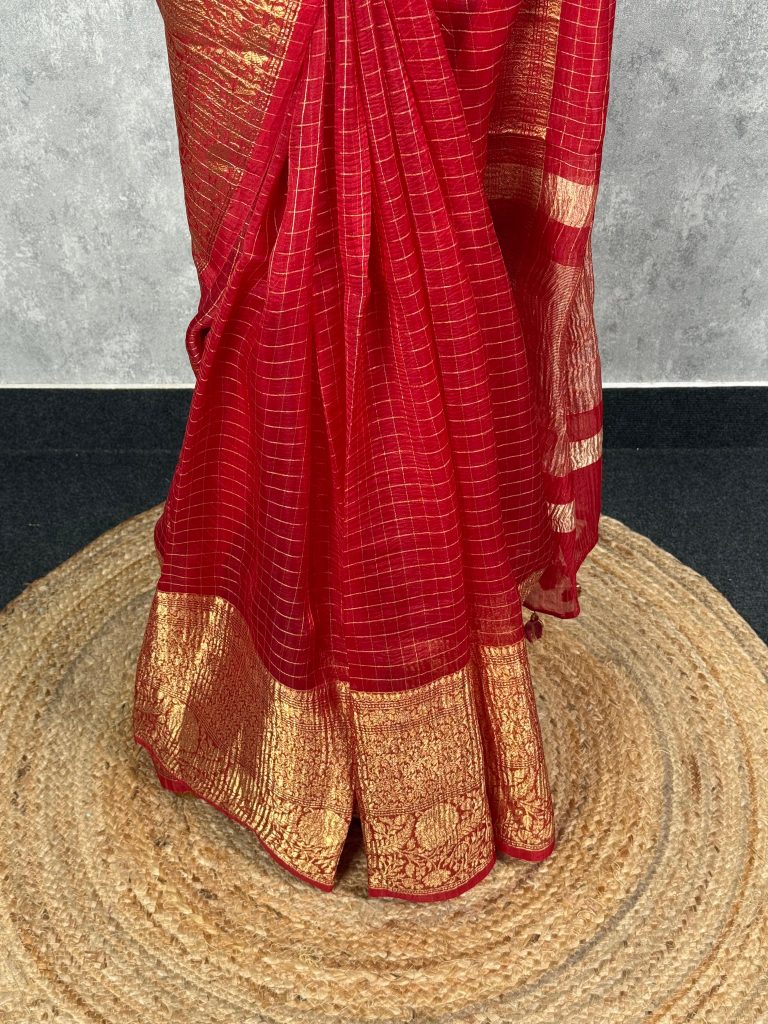 SILK ORGANZA ZARI CRUSH BANARASI SAREE - Image 3