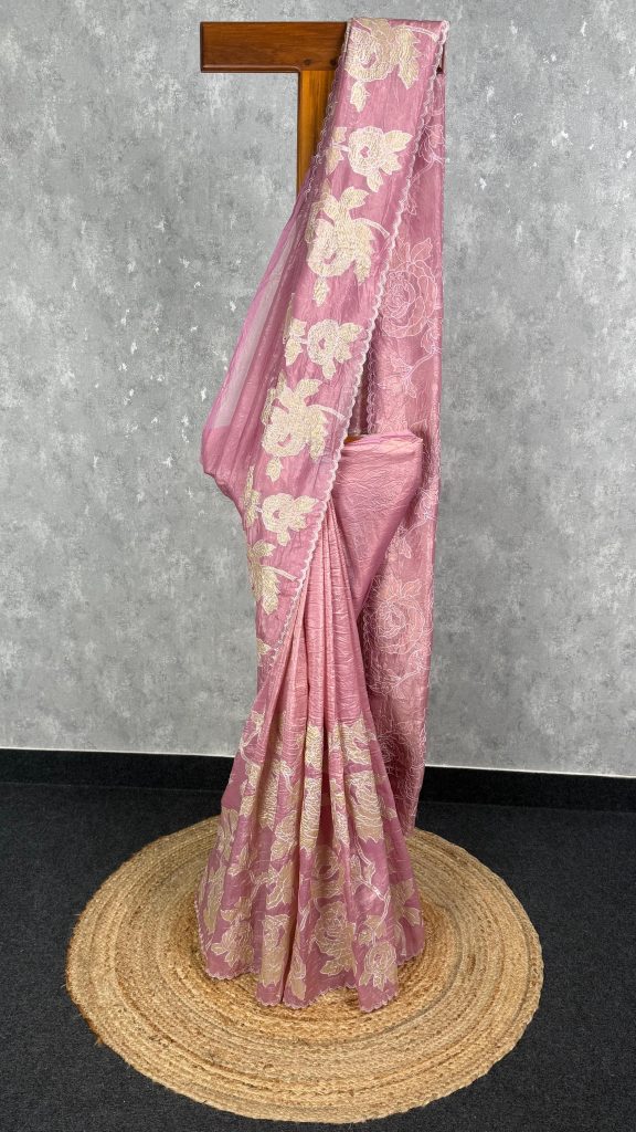 VISCOSE ORGANZA APPLIQUE SAREE