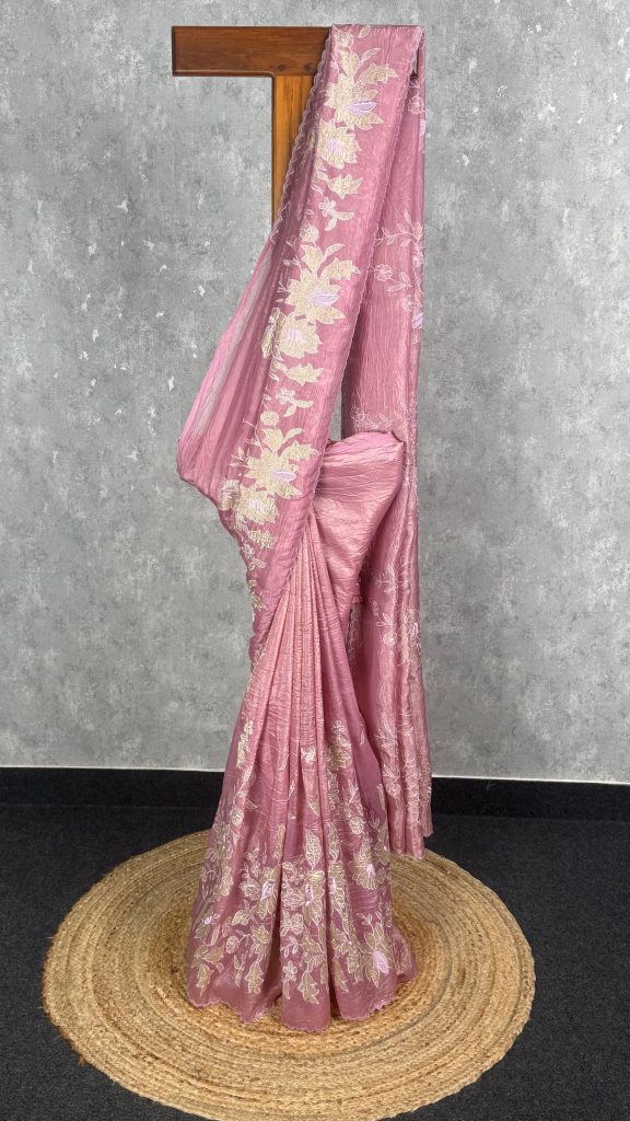 VISCOSE ORGANZA APPLIQUE SAREE