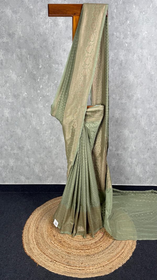 SEMI GEORGETTE ANTIQUE ZARI BANARASI SAREE