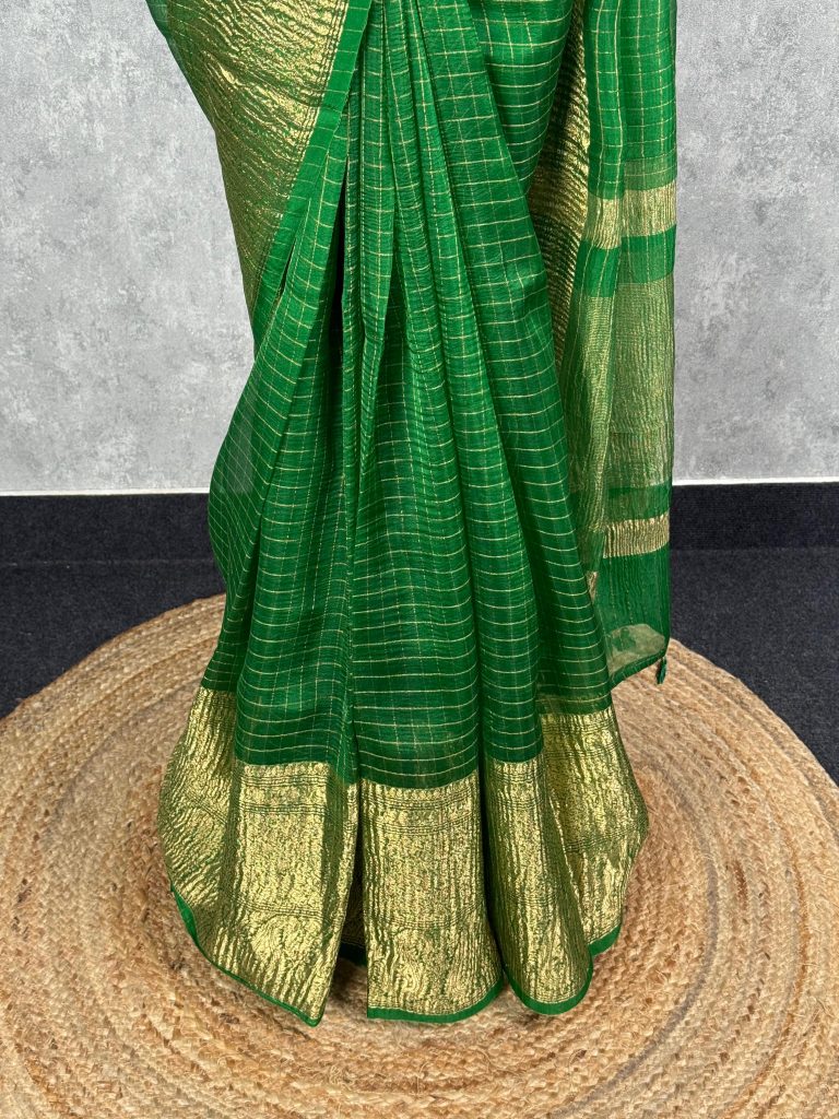 SILK ORGANZA ZARI CRUSH BANARASI SAREE - Image 3