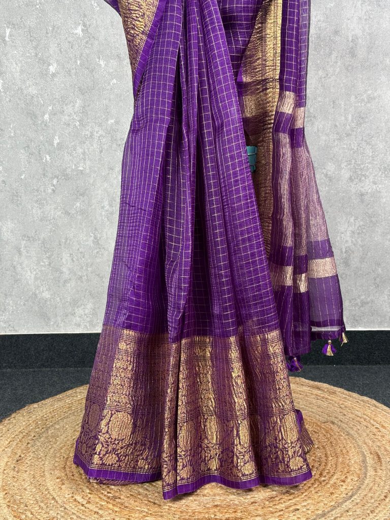 SILK ORGANZA ZARI CRUSH BANARASI SAREE - Image 3