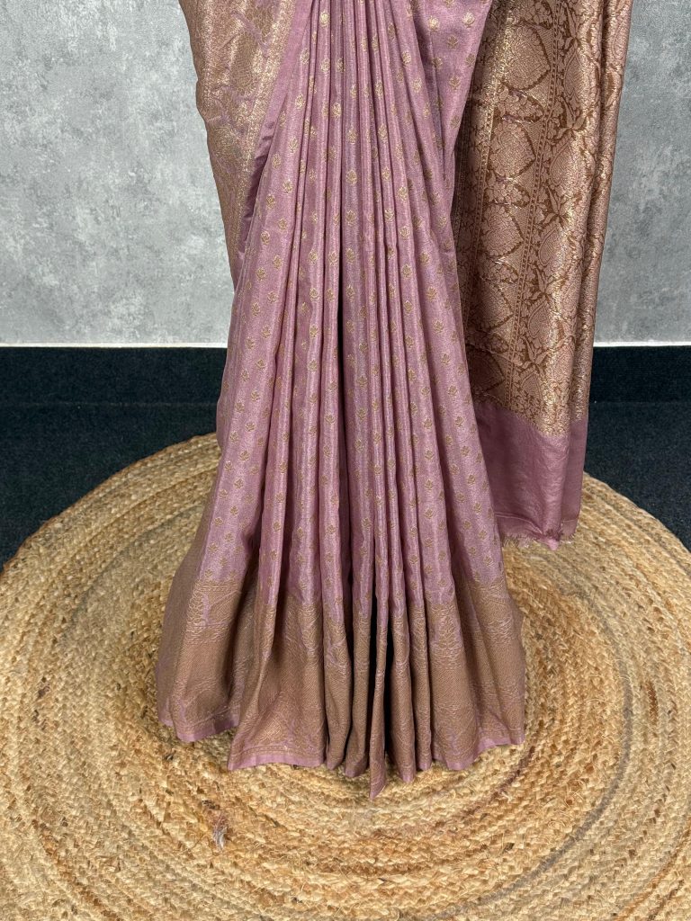 SEMI GEORGETTE ANTIQUE ZARI BANARASI SAREE - Image 3