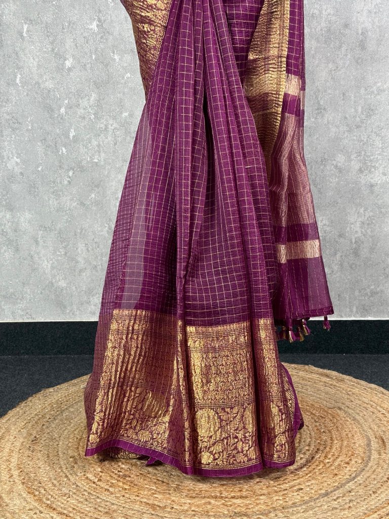 SILK ORGANZA ZARI CRUSH BANARASI SAREE - Image 3