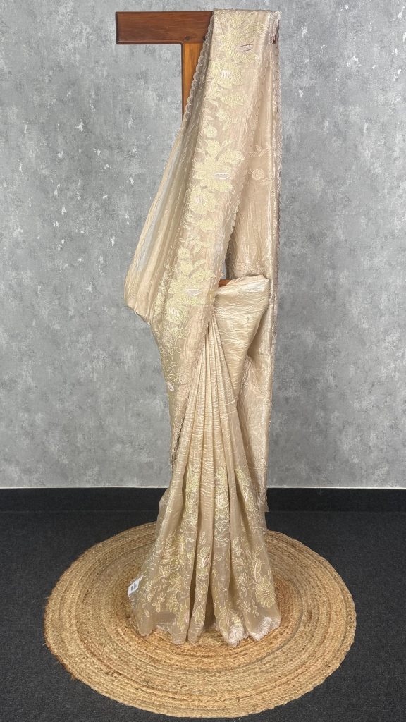 VISCOSE ORGANZA APPLIQUE SAREE