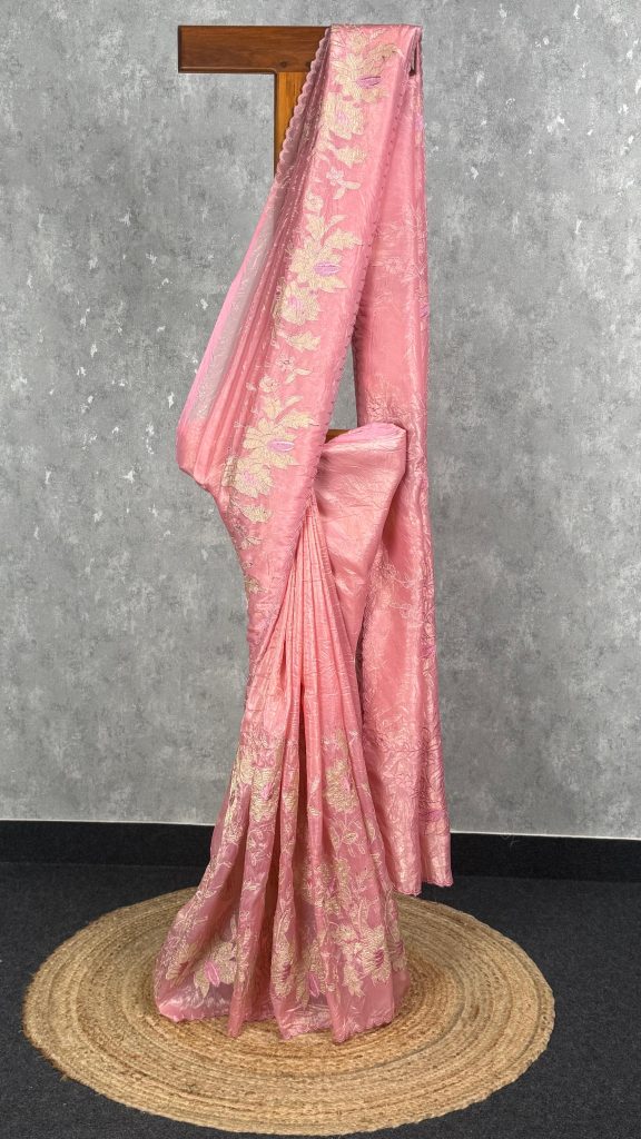 VISCOSE ORGANZA APPLIQUE SAREE