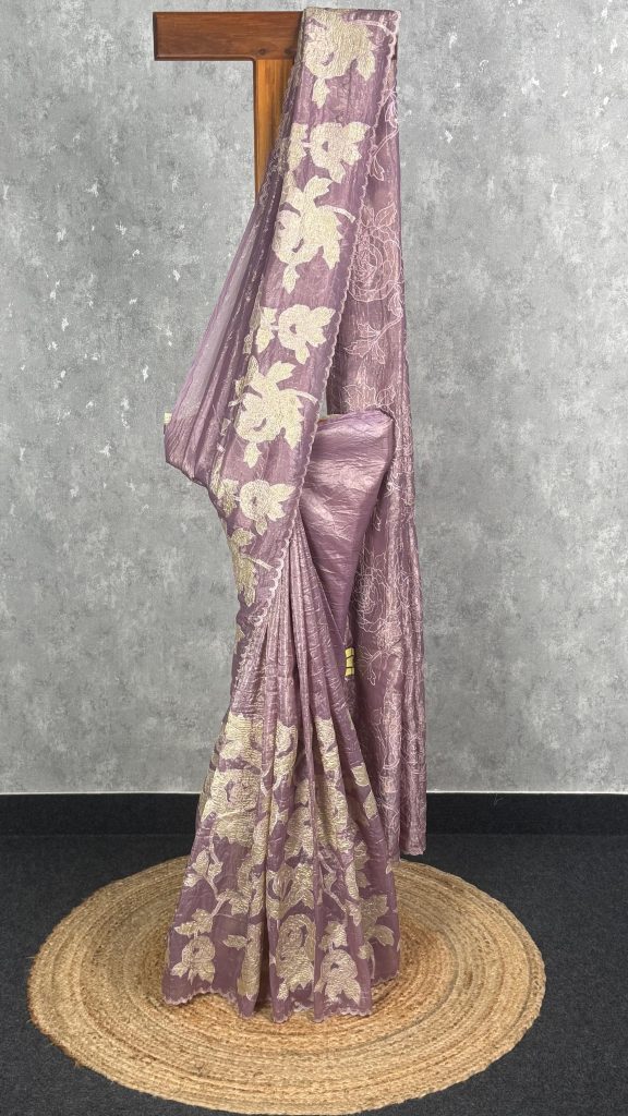 VISCOSE ORGANZA APPLIQUE SAREE