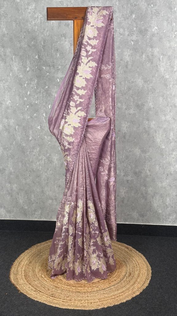 VISCOSE ORGANZA APPLIQUE SAREE
