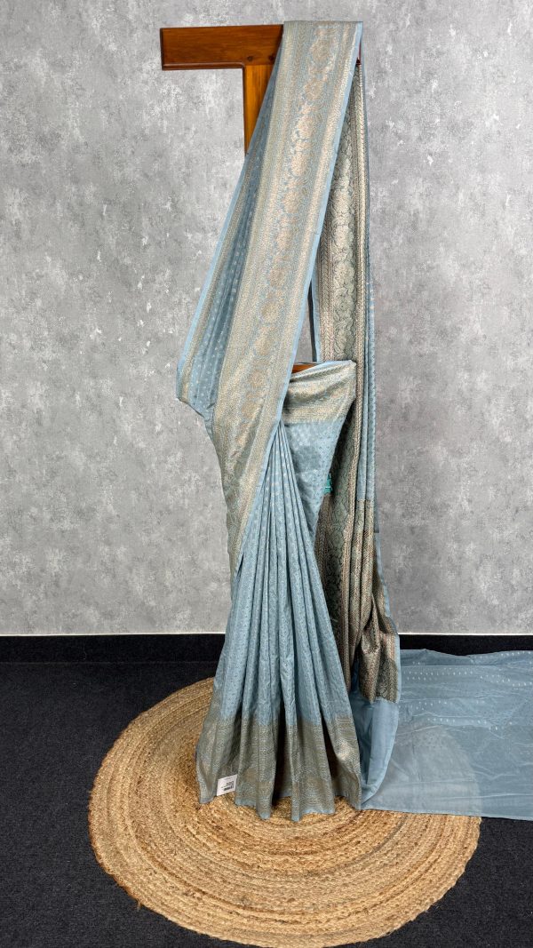 SEMI GEORGETTE ANTIQUE ZARI BANARASI SAREE