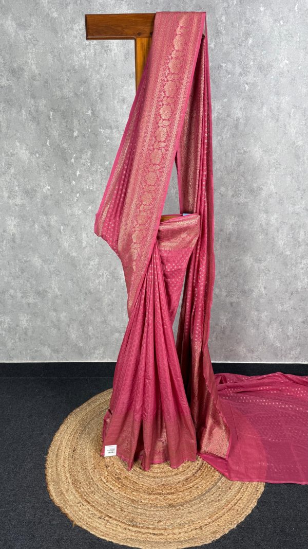 SEMI GEORGETTE ANTIQUE ZARI BANARASI SAREE