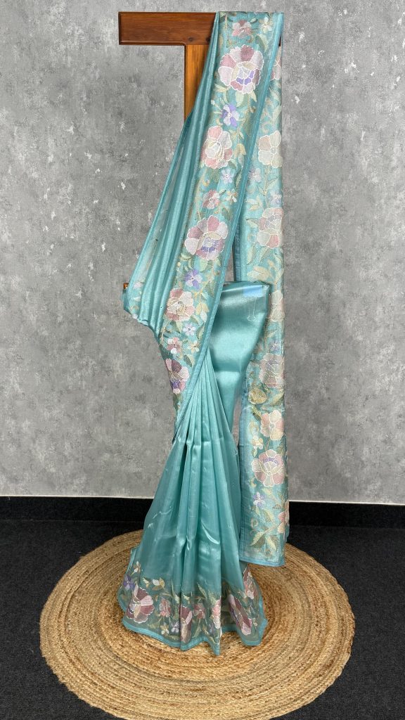 SEMI ORGANZA EMBROIDERY SAREE