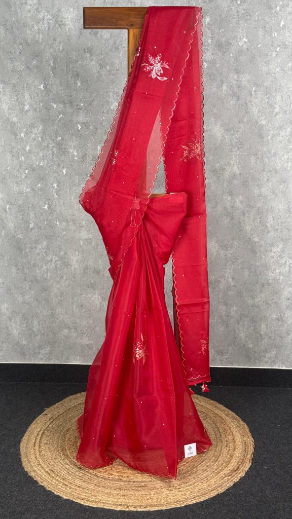 SILK ORGANZA HAND EMBROIDERY SAREE