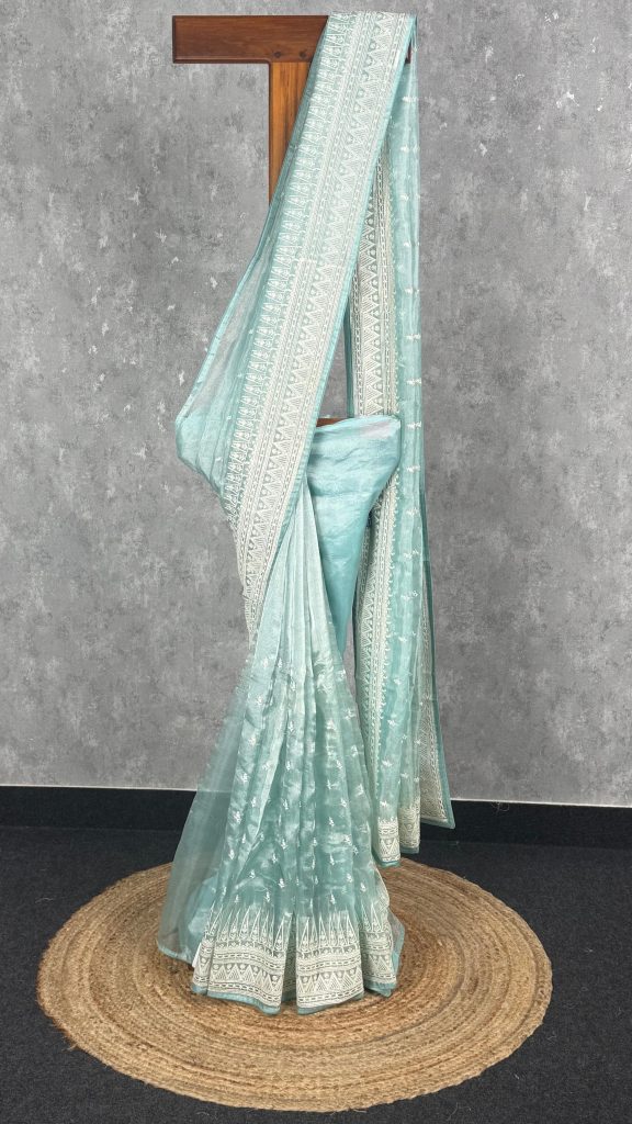 TISSUE SILK ORGANZA EMBROIDERY SAREE
