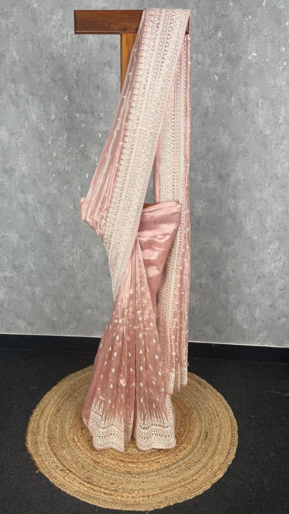 TISSUE SILK ORGANZA EMBROIDERY SAREE