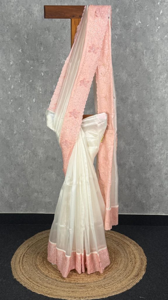 SILK ORGANZA EMBROIDERY SAREE