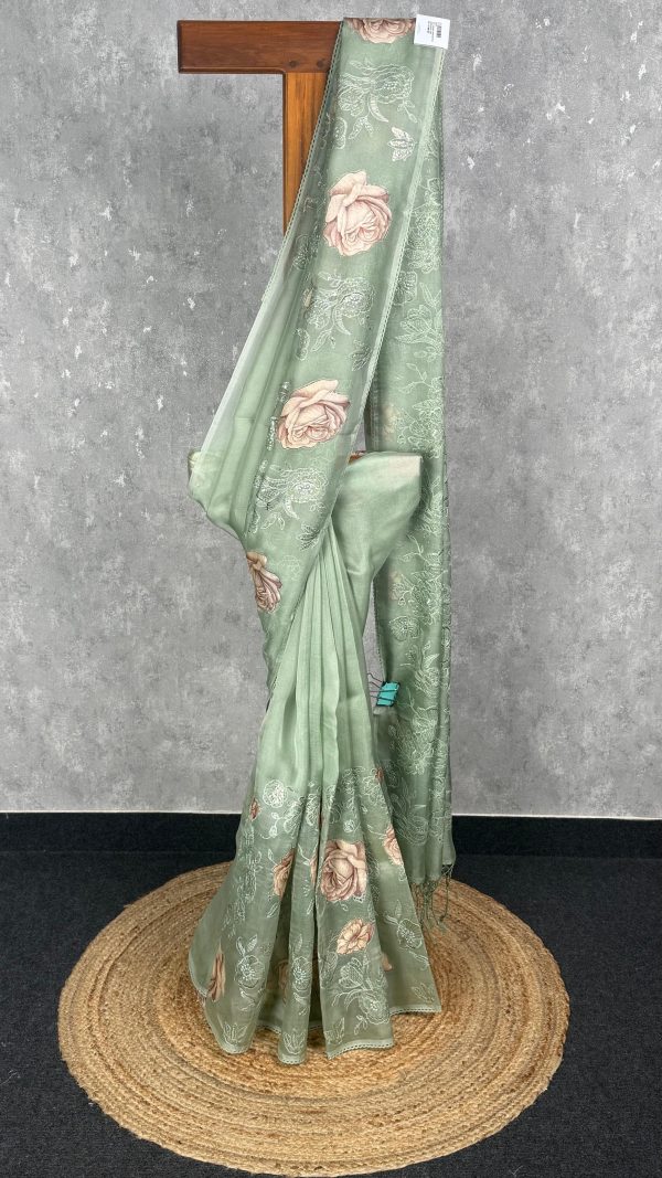 SILK ORGANZA EMBROIDERY SAREE