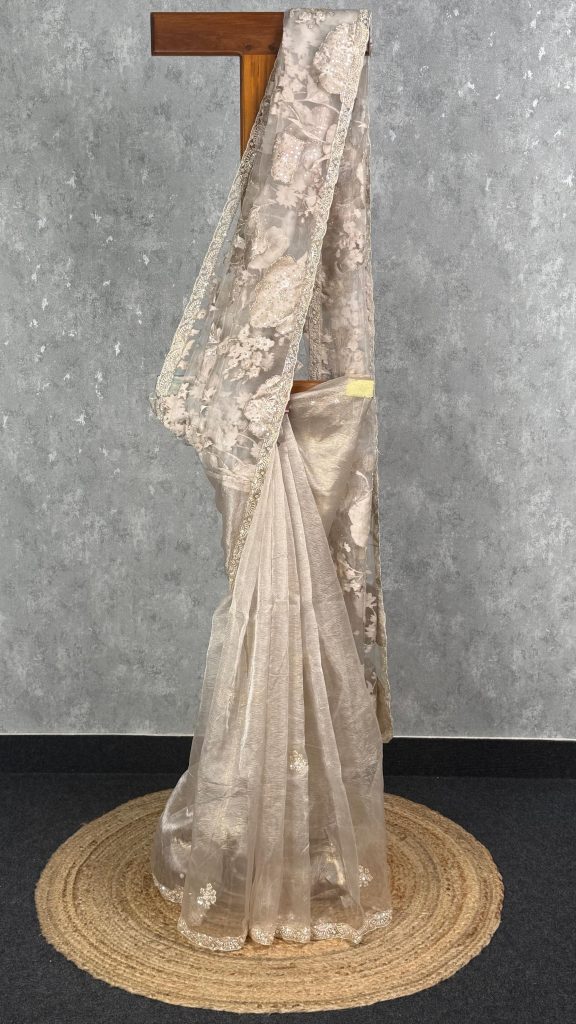 TURKISH ORGANZA EMBROIDERY SAREE