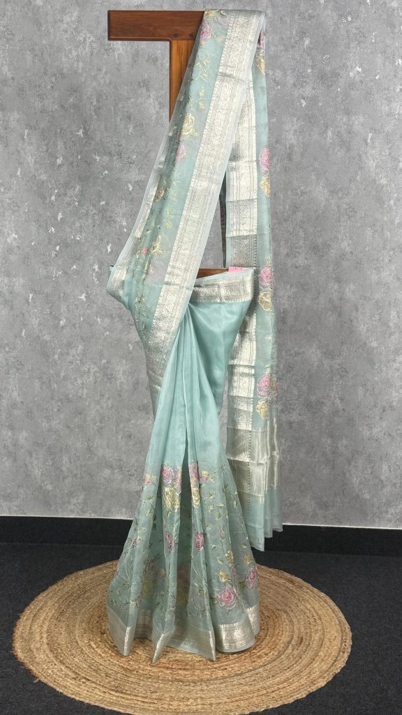 SILK ORGANZA EMBROIDERY SAREE