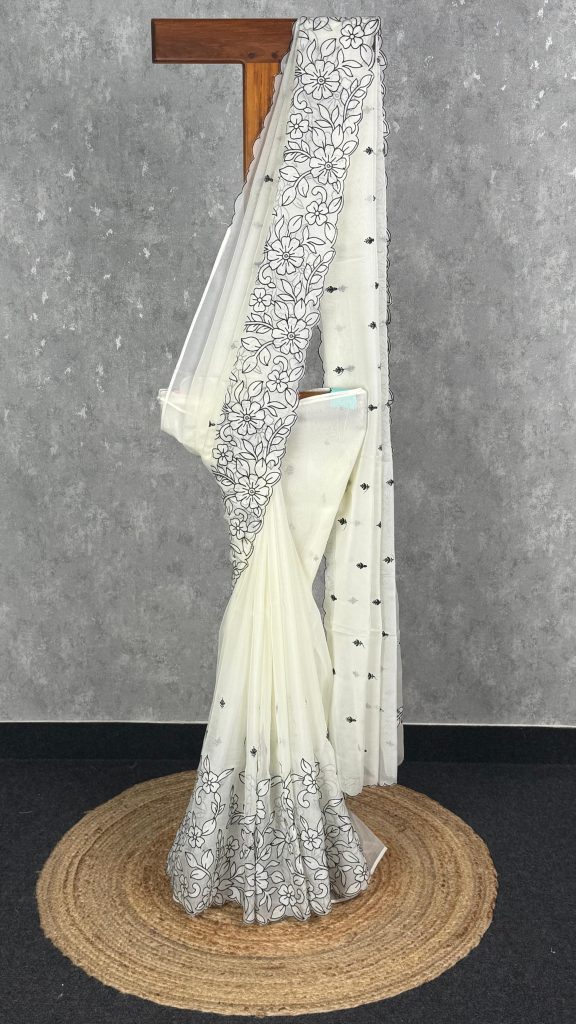 SEMI ORGANZA EMBROIDERY SAREE