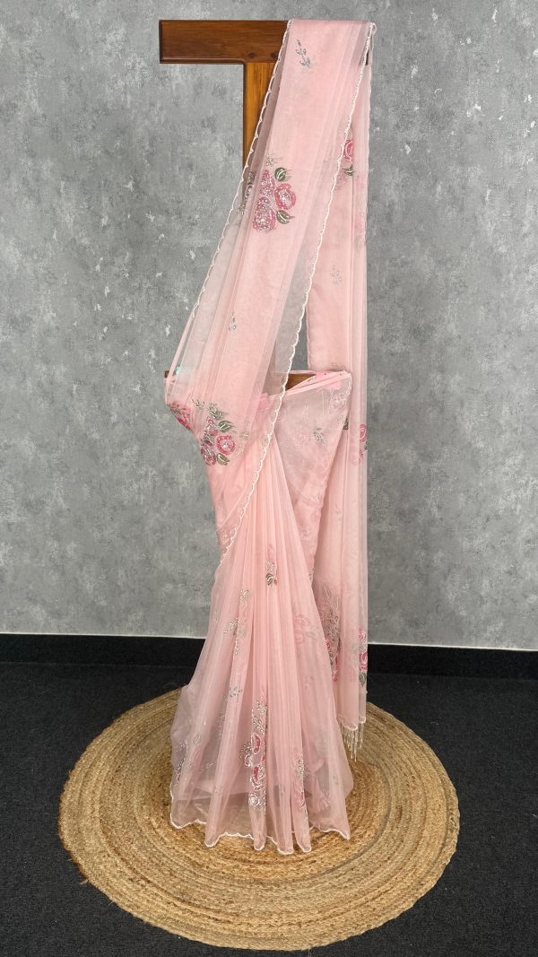 SILK ORGANZA HAND EMBROIDERY SAREE