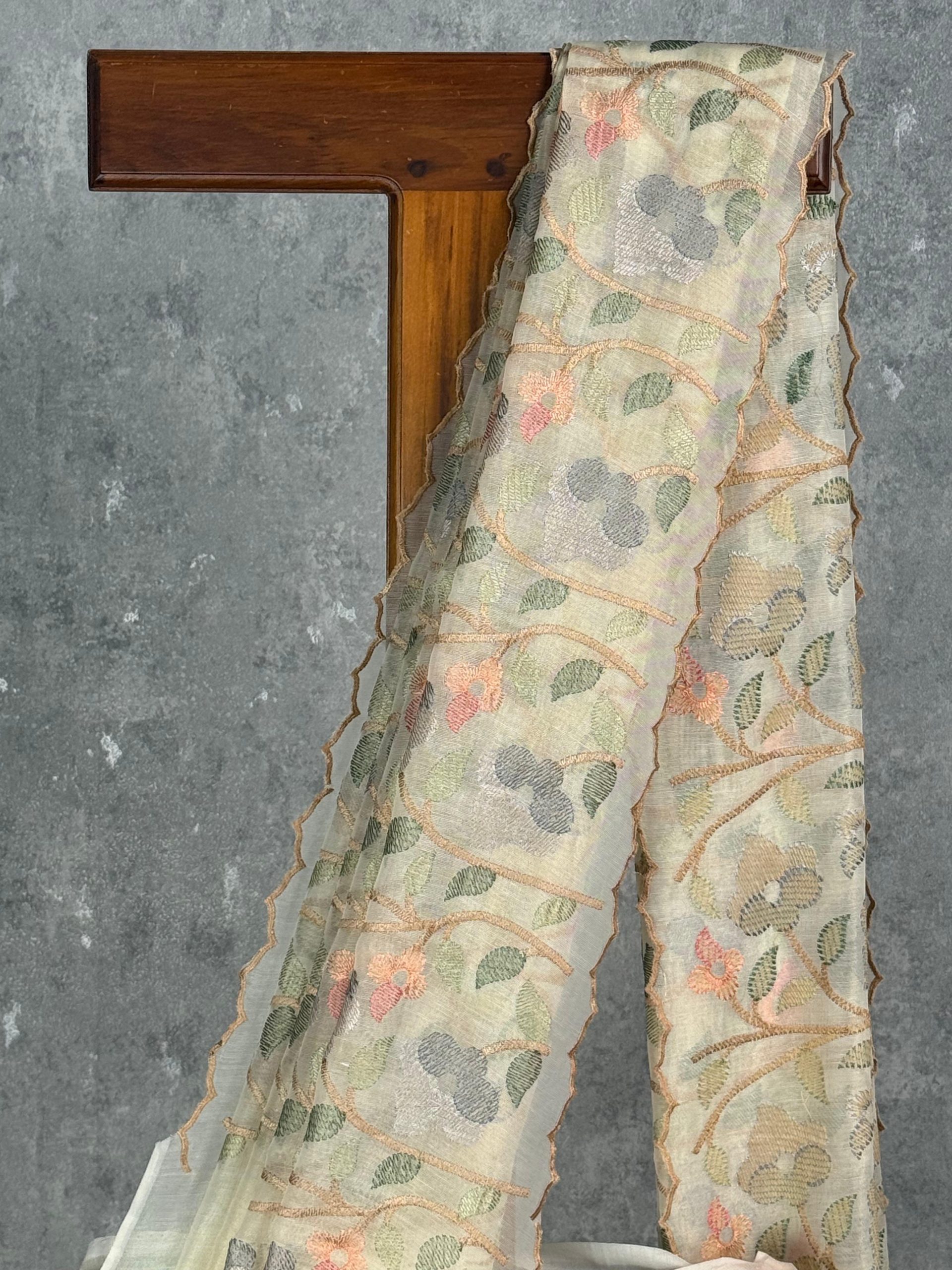 SILK ORGANZA EMBROIDERY SAREE - Image 2