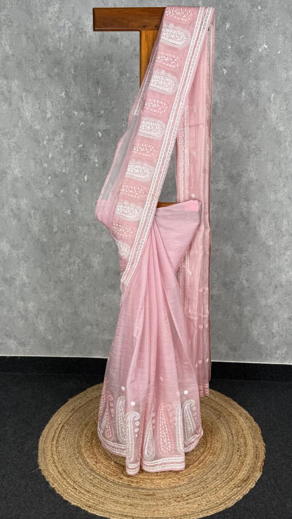 TISSUE ORGANZA EMBROIDERY SAREE