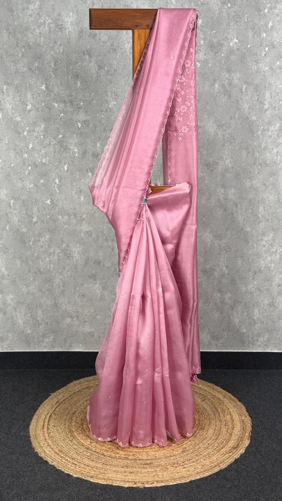 SILK ORGANZA HAND EMBROIDERY SAREE