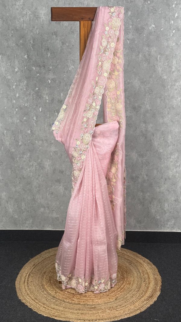 SILK ORGANZA EMBROIDERY SAREE