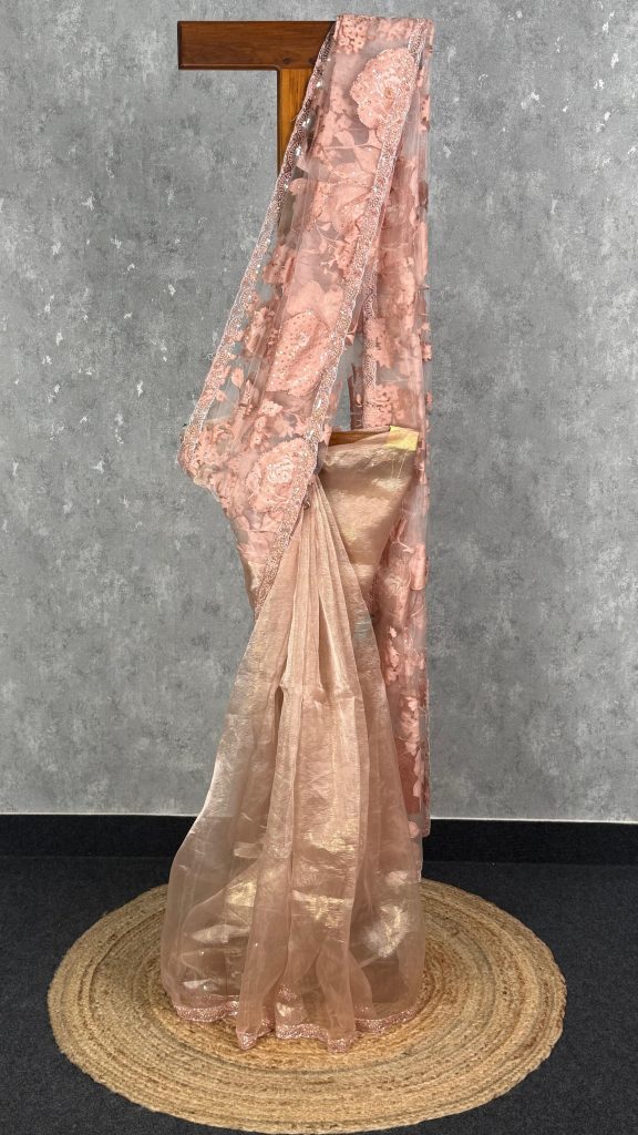 TURKISH ORGANZA EMBROIDERY SAREE