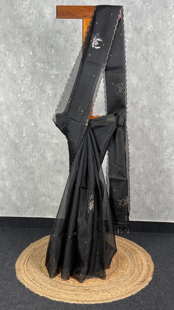 SEMI ORGANZA HAND EMBROIDERY SAREE