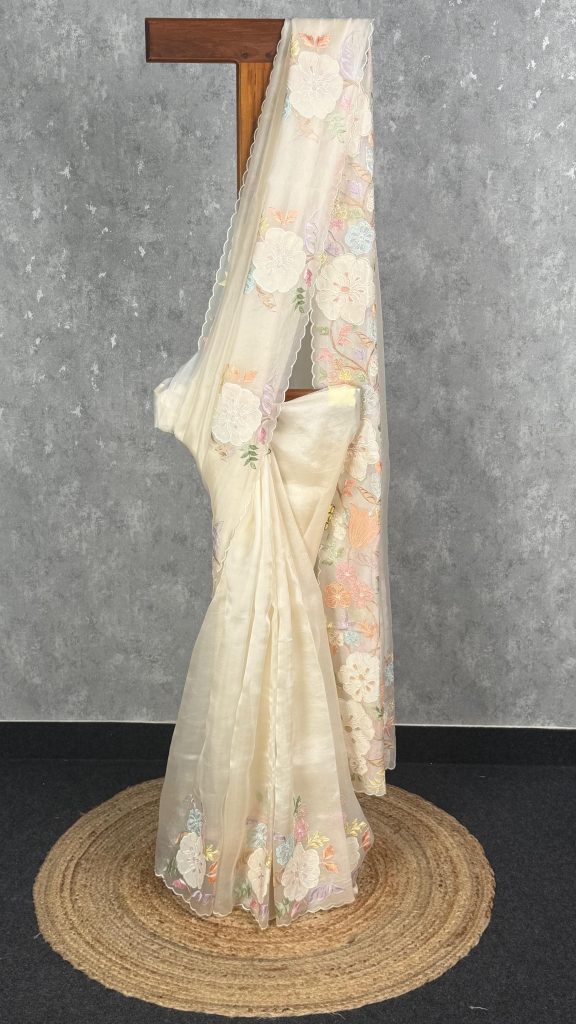 SILK ORGANZA EMBROIDERY SAREE