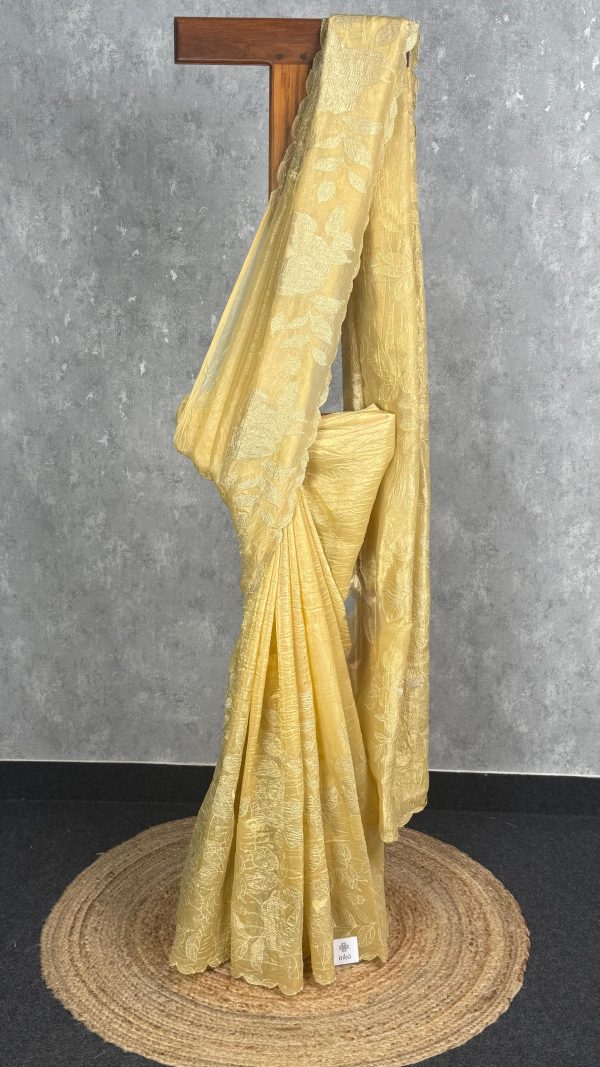 VISCOSE ORGANZA APPLIQUE EMBROIDERY SAREE