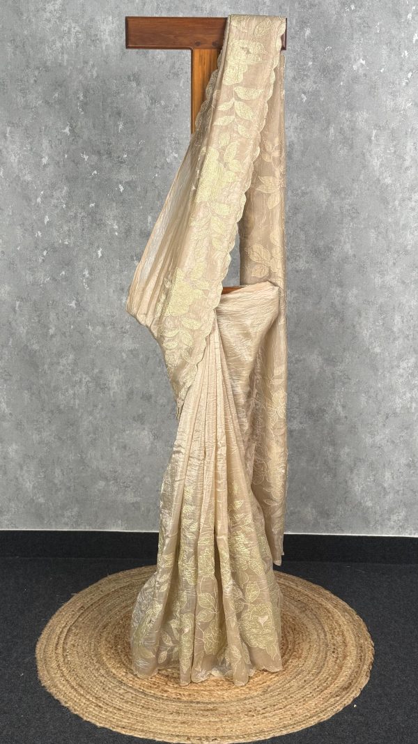 VISCOSE ORGANZA APPLIQUE EMBROIDERY SAREE