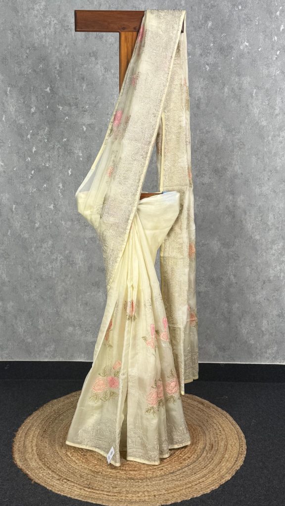 SILK ORGANZA EMBROIDERY SAREE