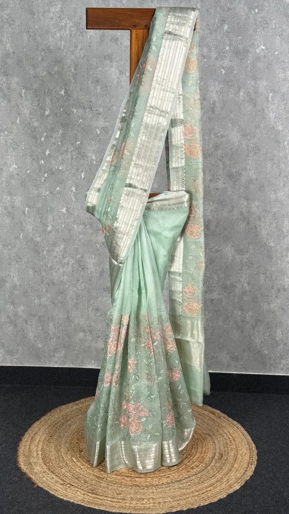 SILK ORGANZA EMBROIDERY SAREE