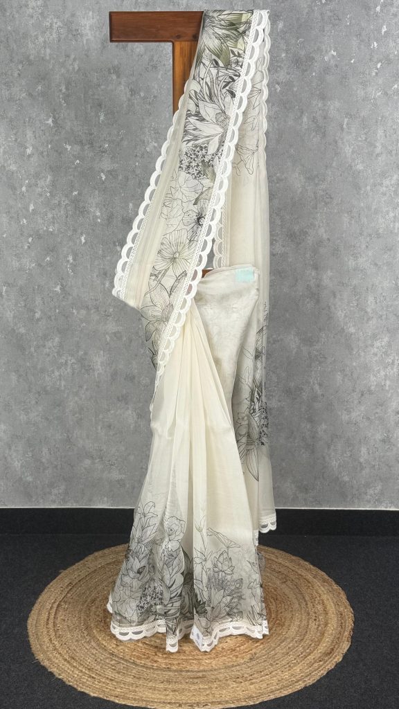 SILK ORGANZA PRINTED SAREE