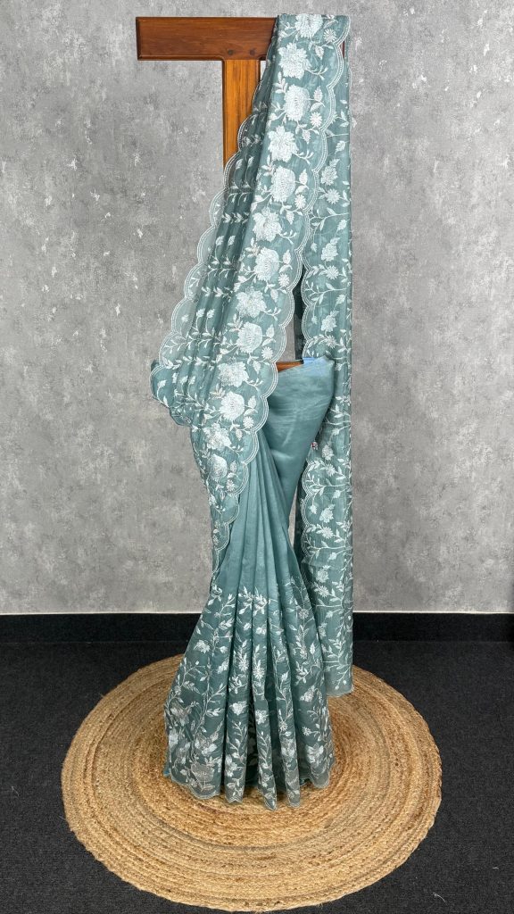 SILK ORGANZA EMBROIDERY SAREE