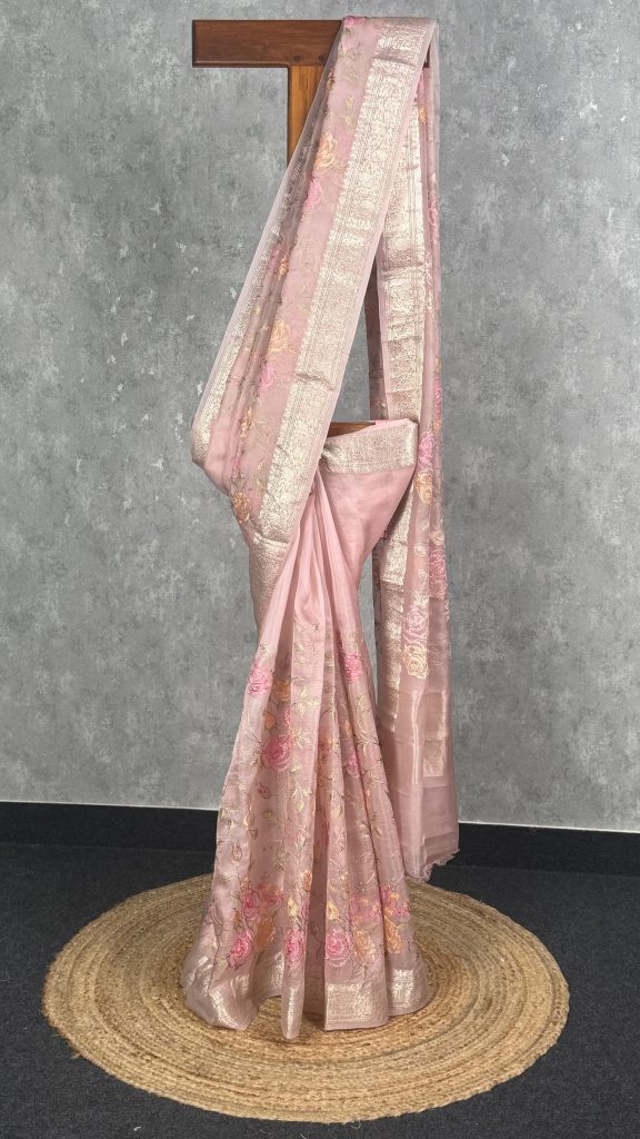 SILK ORGANZA EMBROIDERY SAREE