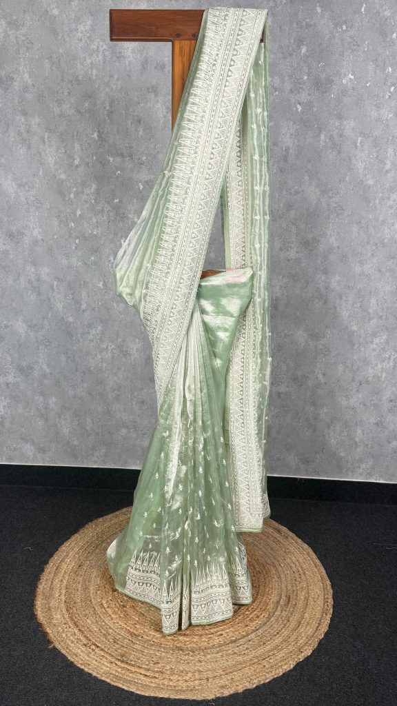 TISSUE SILK ORGANZA EMBROIDERY SAREE