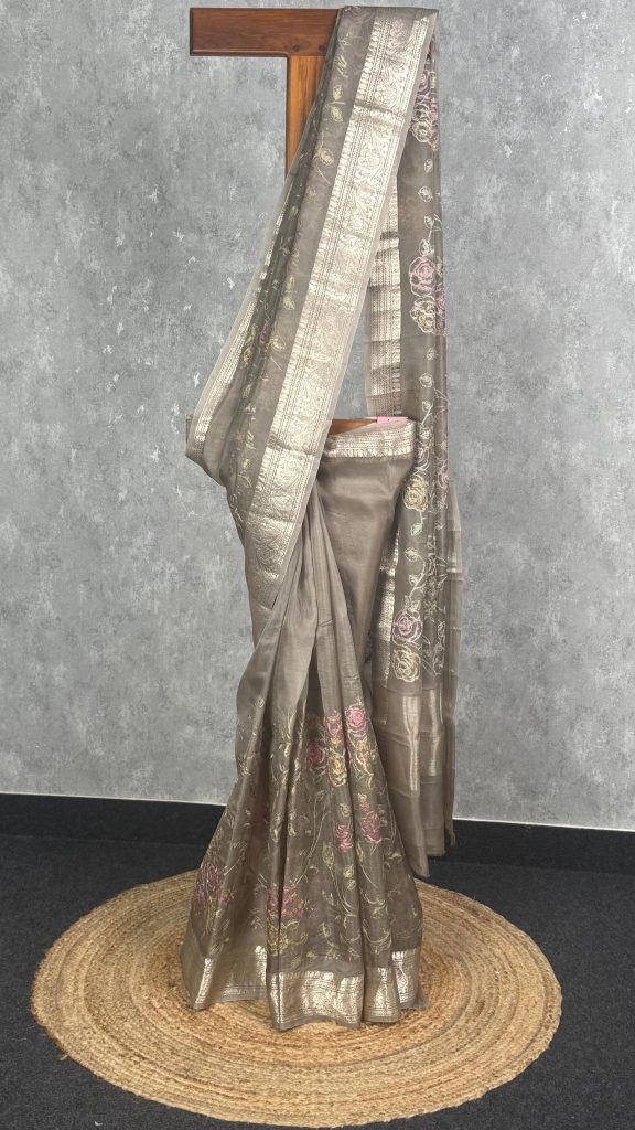 SILK ORGANZA EMBROIDERY SAREE