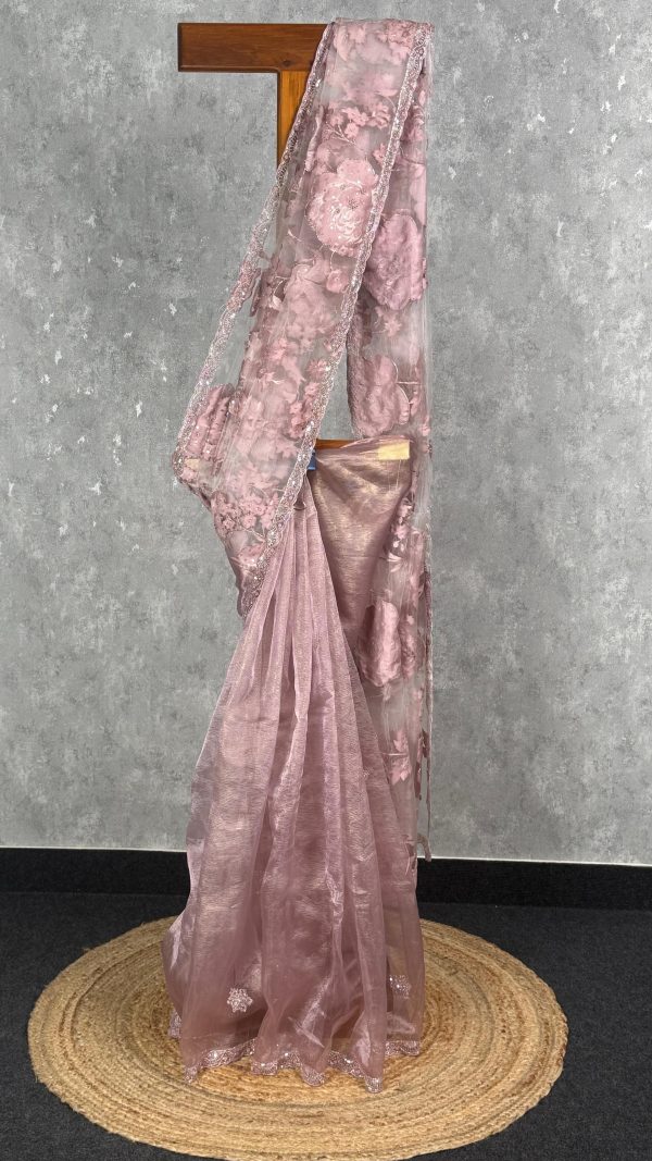 TURKISH ORGANZA EMBROIDERY SAREE