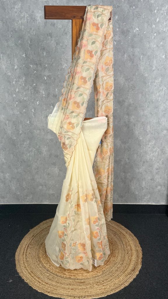 SILK ORGANZA EMBROIDERY SAREE