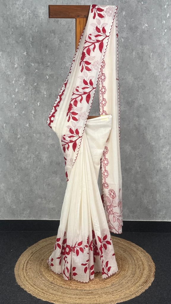 SOFT KOTA APPLIQUE EMBROIDERY SAREE