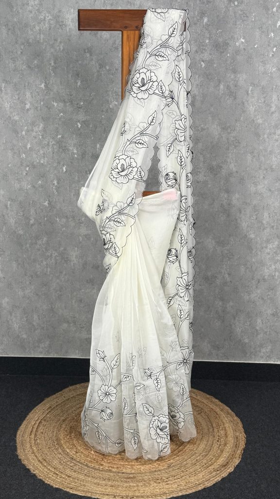 SEMI ORGANZA EMBROIDERY SAREE