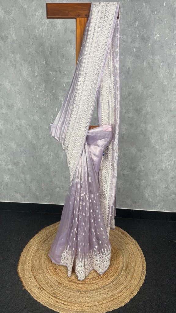 TISSUE SILK ORGANZA EMBROIDERY SAREE