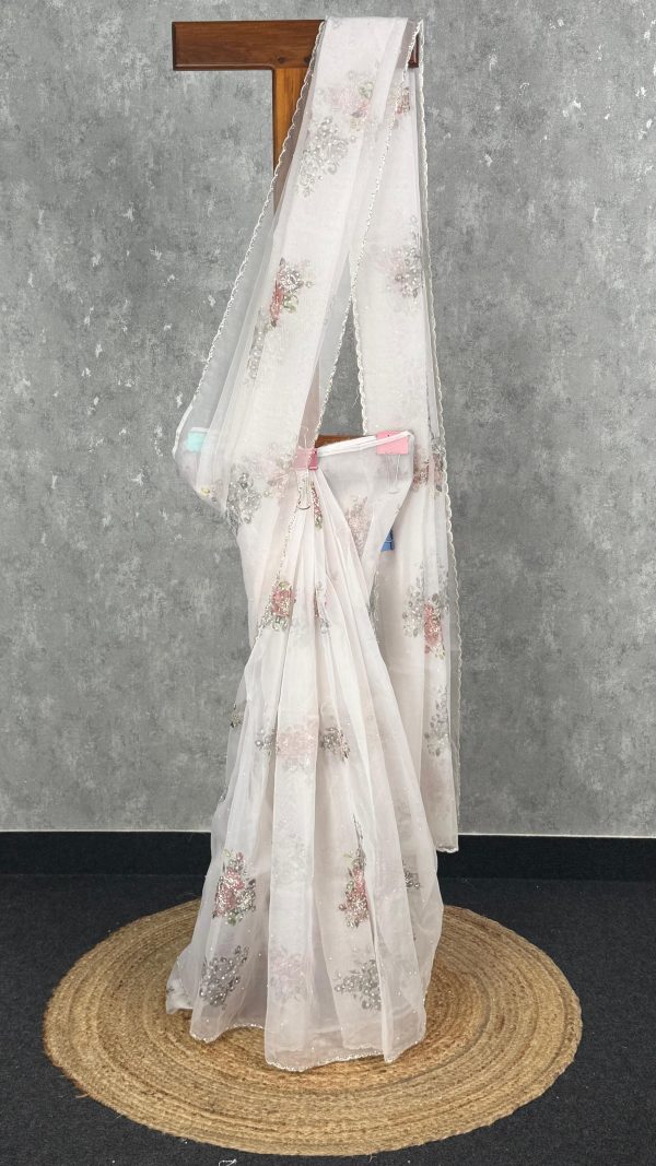 SILK ORGANZA HAND EMBROIDERY SAREE