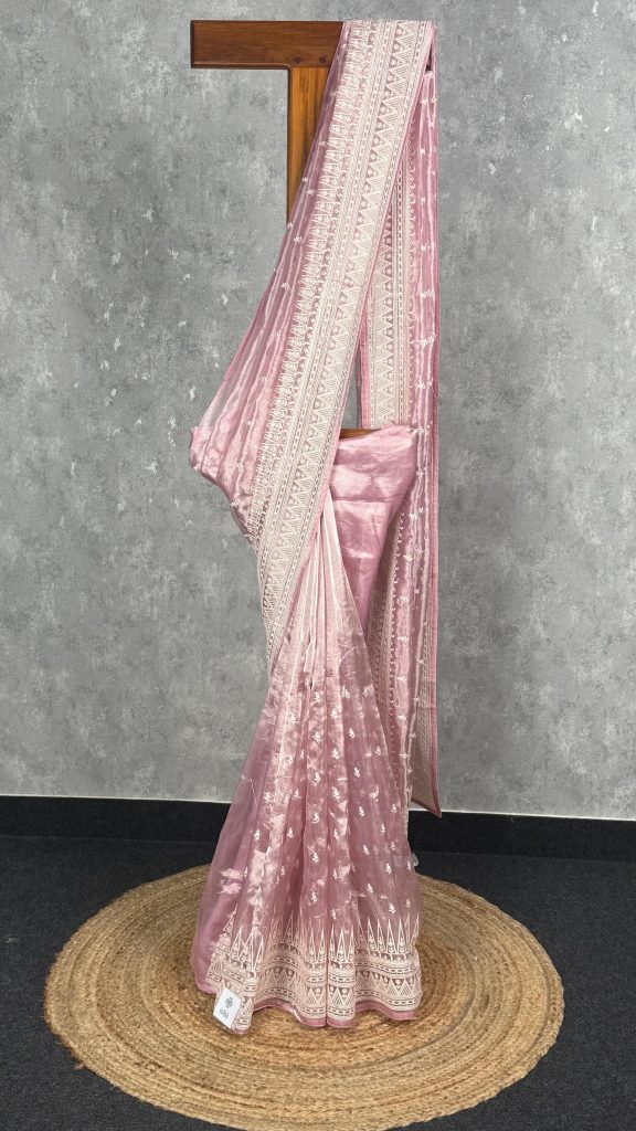 TISSUE SILK ORGANZA EMBROIDERY SAREE
